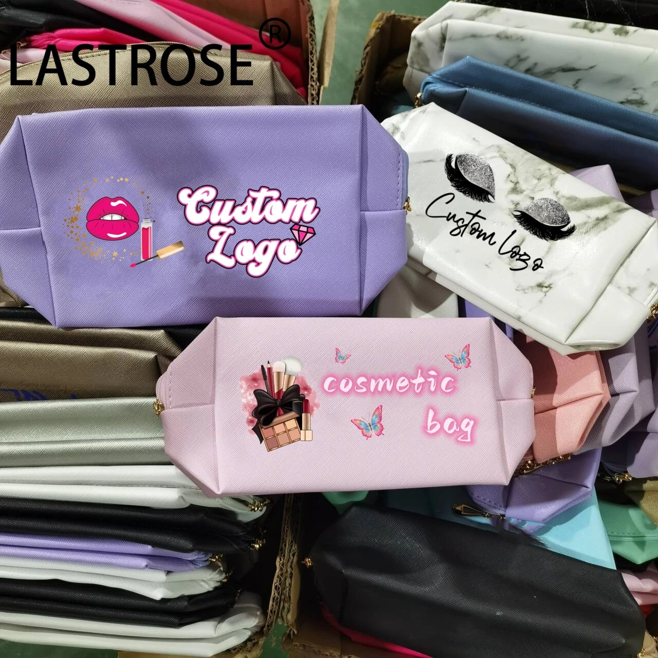 Wholesale Luxury Makeup Bag Different Sizes Colors Square for Pink Waterproof Zipper Fashionable PU Private Label Cosmetic Bag