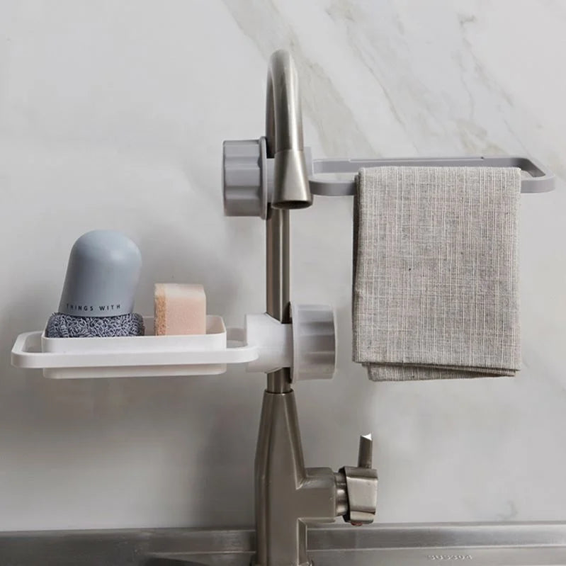 Creative Multifunctional Faucet Drain Plastic Storage Rack Rotating Removable Sponge Rag Drain Storage Rack