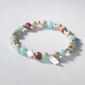 925 Sterling Silver Four-leaf Flower Natural Stones Bracelet Crystal Stone Beads Bracelets for Women