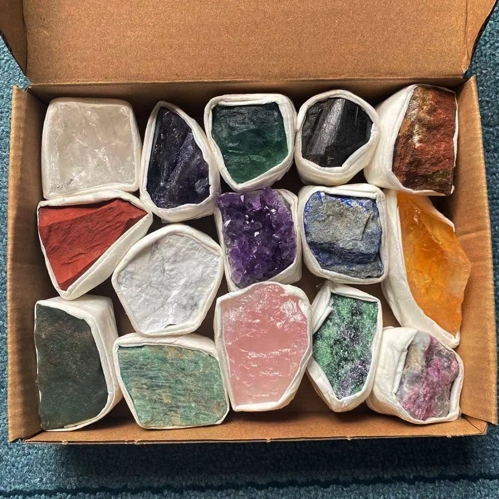 Hot Sale Natural Different Kind Gemstone Dreamy Purple Crystal Rose Quartz Healing Meditation Crystal Box Set