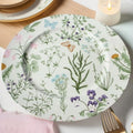 Spring Summer Botanical Green Leaves Herbs Vintage White Plastic Dessert Charger Plates for Wedding Party