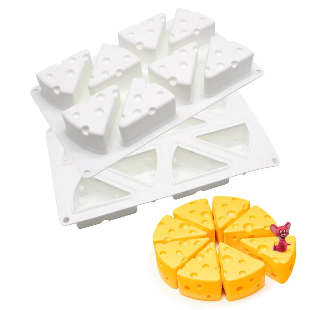 Hot Sell BPA Free  Food Grade  Non-stick 8 Cavities  Large Cheese Mousse Mould Silicone 3D Cheese Mold