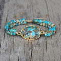 HD0292 Gold Plated Turquoise String Bracelet Handmade Lapis Beaded String Bracelet