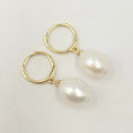 925 Sterling Silver Loop Natural Rice Pearl Earring Wholesales High Luster 8  mm AAA Natural Freshwater Pearl