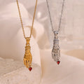 Fenyi Wholesale Jewelry Fashion Niche Retro Personality Stainless Steel Plated 18K Gold Pendant Necklace for Women