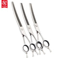 AR-VQ01 6.5inch 7inch 7.5inch Stainless Steel Dog Grooming Curved Chunker Thinning Shear Pet Hair Cutting Tool MegaBDM
