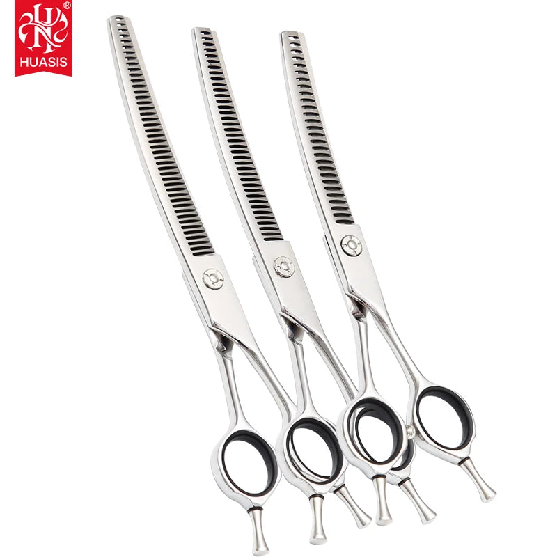 AR-VQ01 6.5inch 7inch 7.5inch Stainless Steel Dog Grooming Curved Chunker Thinning Shear Pet Hair Cutting Tool MegaBDM
