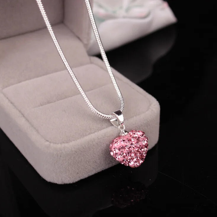 Charm Amethyst Crystals Heart Necklace Jewelry Women Silver Link Chain Pendant Choker Dainty Punk Style Wholesale