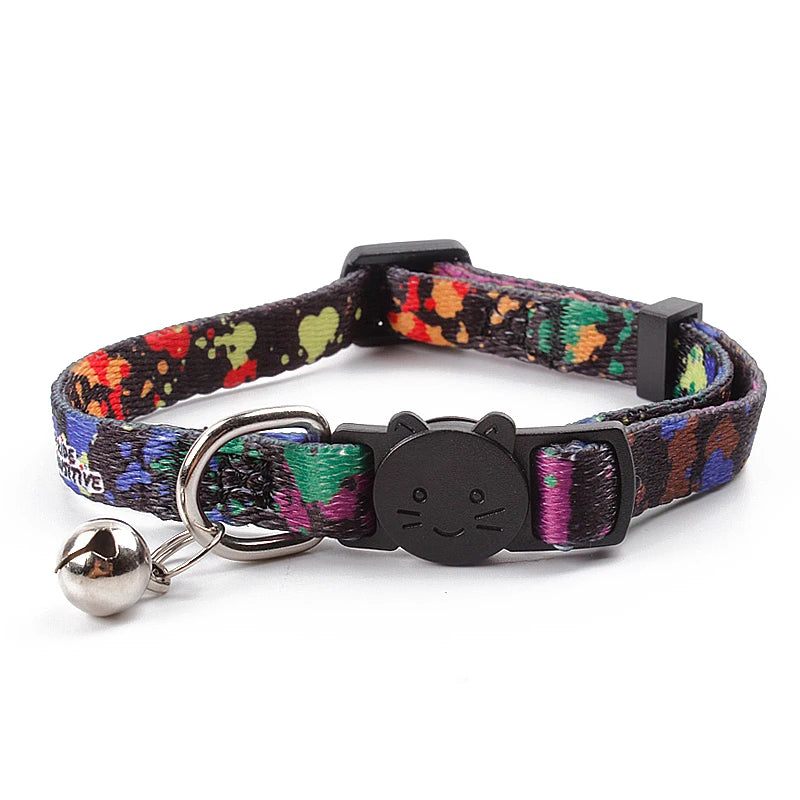 2025 Luxury Customized Pet Supplies Various Designs Polyester Safety Breakaway Cat Collar New Cheap Personalized Nylon Print