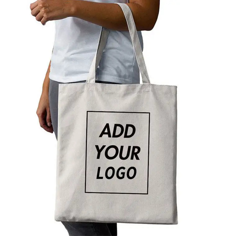 Women's Heavy-Duty 10oz Cotton Canvas Tote Bag Custom Personalized Logo Long Handle Eco-friendly Recycled Blank Plain Grocery