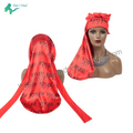 Wholesale Custom Logo Women Long Bonnets With Wrap Silk Satin Tie Bonnet for Braid Hair Braid Bonnet With Tie