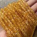 Wax Coating Citrine Faceted Cutting Beads Yellow Citrine Crystal Loose Strand Bead for DIY Bracelet Necklace Jewelry Making