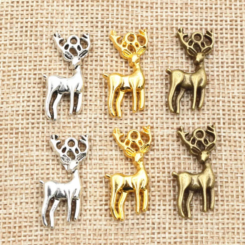 15pcs 27x18mm Christmas Deer Sika Antique Silver Plated Pendants DIYJewelry Making Findings Supplies for Necklace Bracelet