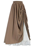 Renaissance Women Elastic Waist Medieval Pirate Vampire Cosplay Vintage Steampunk Gothic Drawstring Casual Boho Maxi Skirt