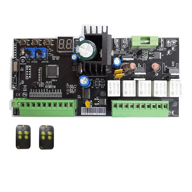 Universal 12V 24V DC Swing Control Board with 2pcs Remote Control for DC Linear Dual Swing Arm Electronic Door Motor