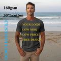 Fast Shipping 160gsm 50% Cotton T-Shirt Custom Logo Soft Durable Formal Solid Pattern Made Polyester/Cotton Knitted Low Cost