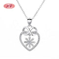 Women Accessories Jewelry Love Heart Cubic Zirconia Silver Custom Pendant Necklaces for Women