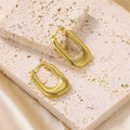 Girls' Gift Gold Plated Stainless Steel Ear Ornaments Stylish Jewelry U-shaped Hoop Earrings with Distinctive Threaded Pattern