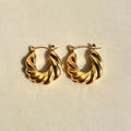 2024 Dazan New 18k Pvd Gold Plated Hypoallergenic 2cm Stainless Steel Tarnish Free Twisted Earrings for Women for Party