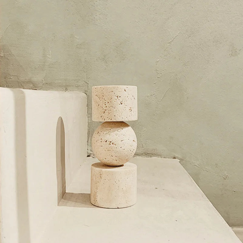 Hot Sale Candle Stick Holders True Natural Modern Travertine Stone 0.4 Candle Holder