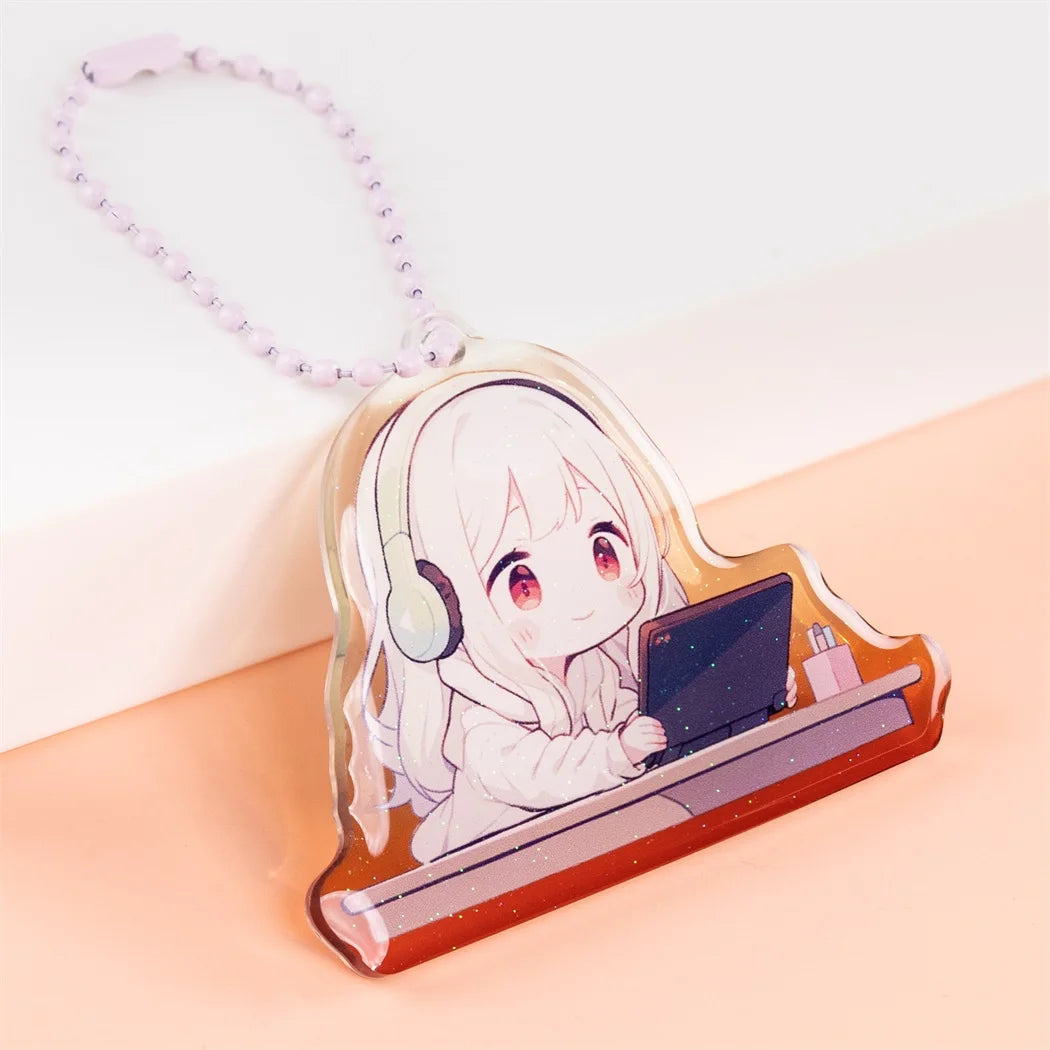 Hot Selling Custom Acrylic Keychain Printed Anime Acrylic Charm Epoxy Resin .Gradient Anime Keychain