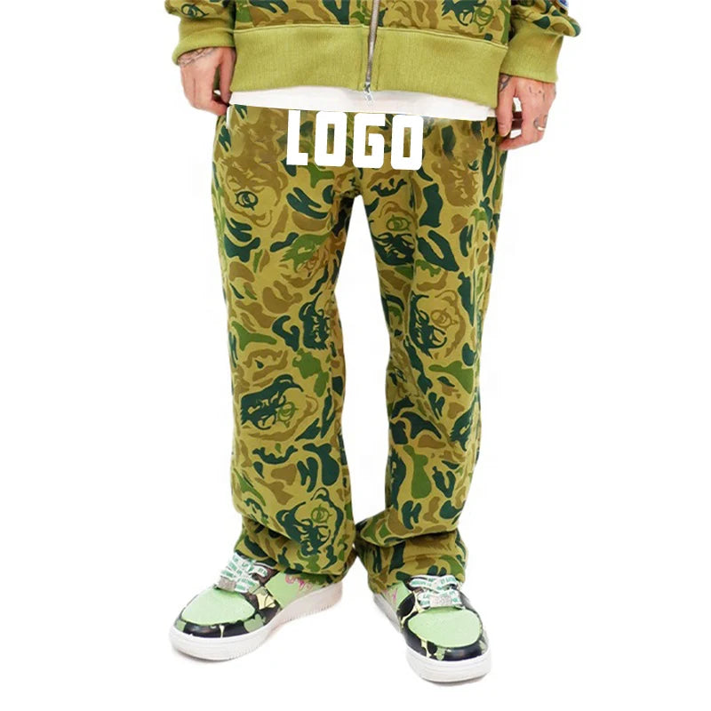Men's High-Waist Hip Hop Joggers Custom Design Camouflage Sweatpants Casual Sports Trousers