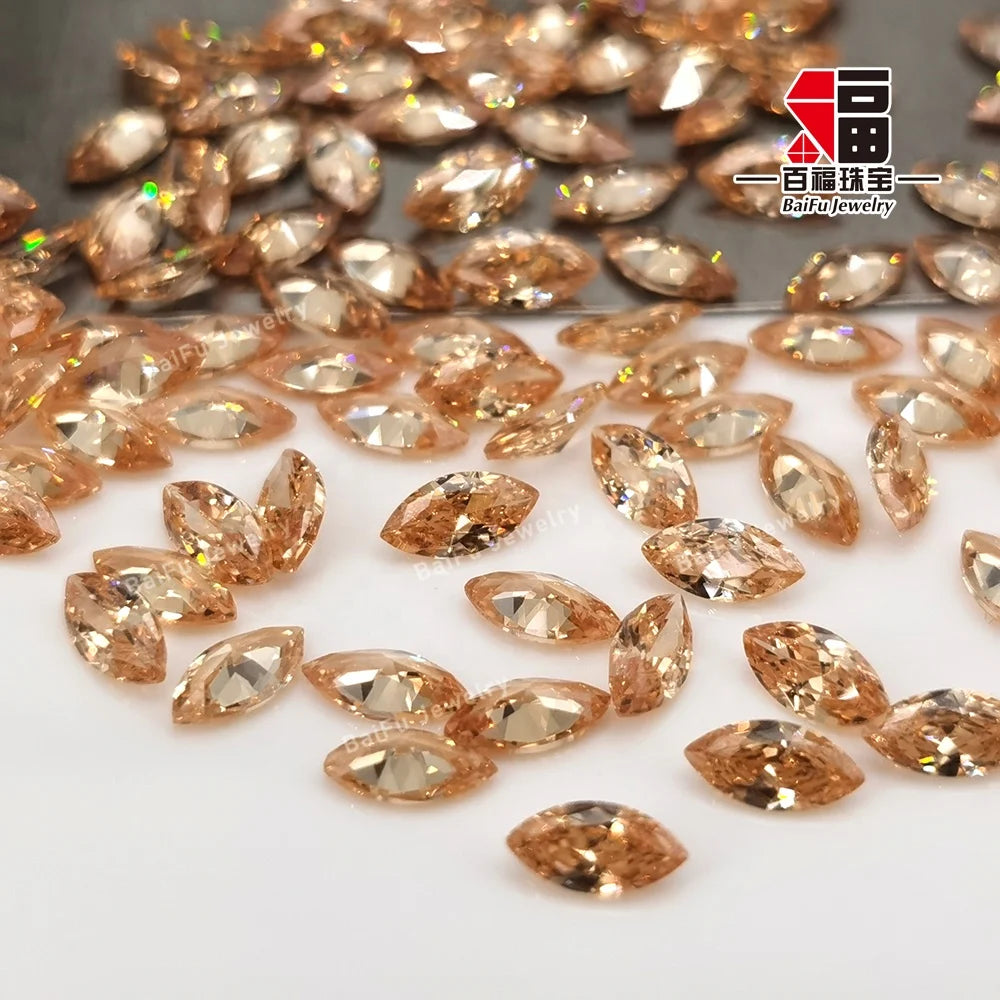 Baifu Jewelry Loose Cz Gemstones Brilliant Marquise champagne Zirconia