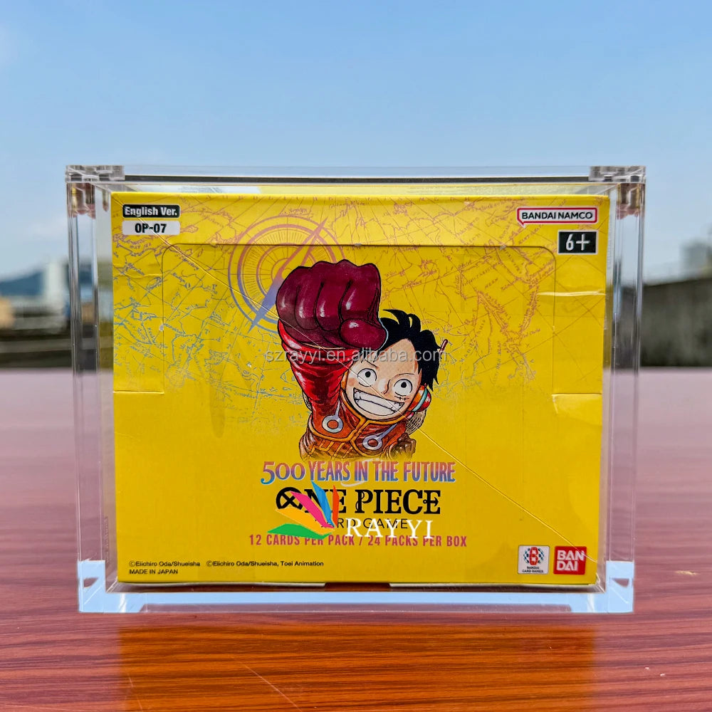 RAY YI UV Resistance English  clear Acrylic One Piece Card Game Display Case for OP-07 500 Years  Booster Box