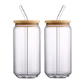 12oz Glass Cups Set Mason Jar Drinking Glasses Cup With Bamboo Lids & Glass Straws for Bubble Tea /Smoothie/Juice