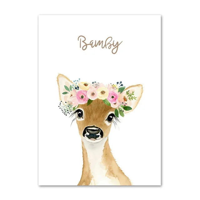 5D DIY Diamond Embroidery Elephant Rabbit Llama Bear Fox Flower Crown Nordic Full Drill Diamond Painting for Kids Room Decor