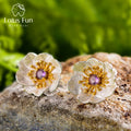 Lotus Fun Blooming Anemone Flower Colorful Zircon Stone Tourmaline Stud Earring 925 Sterling Silver 18k Gold Woman Fine Jewelry
