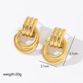 Fashion Jewelry 18k Gold Plated Mixed Color Thread Wrap Statement Women Stainless Steel Double Twisted Stud Earrings
