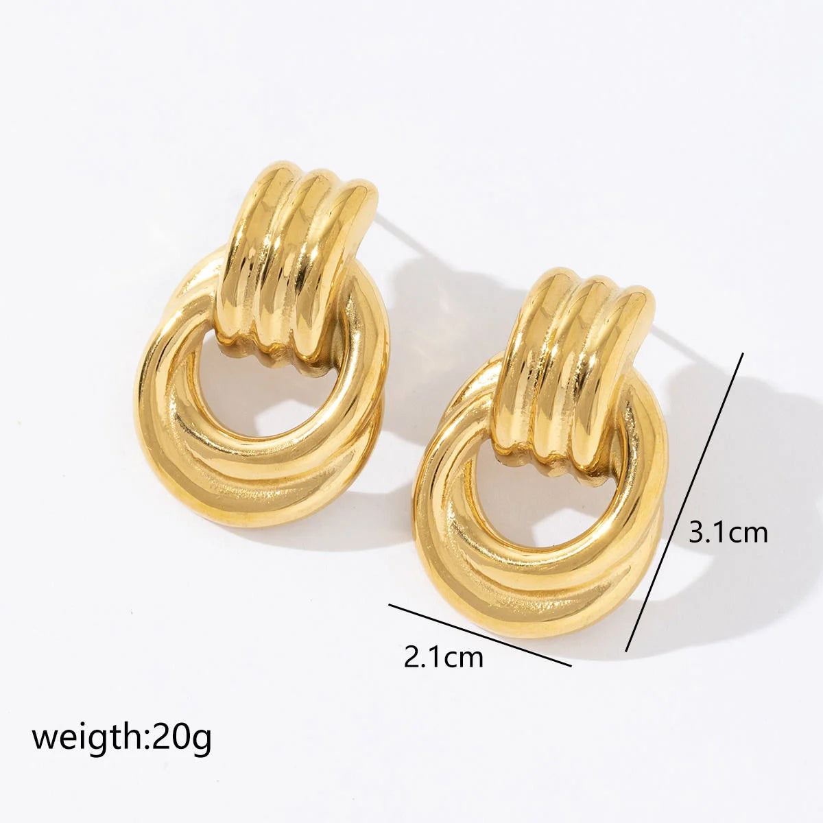 Fashion Jewelry 18k Gold Plated Mixed Color Thread Wrap Statement Women Stainless Steel Double Twisted Stud Earrings