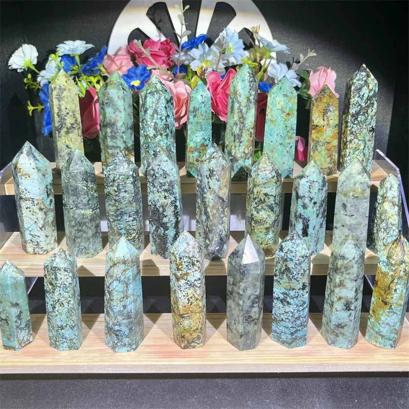 Wholesale Natural Gemstone Healing Turquoise Tower Healing Crystal Turquoise Stone Crystal Tower Point for Home Ornament