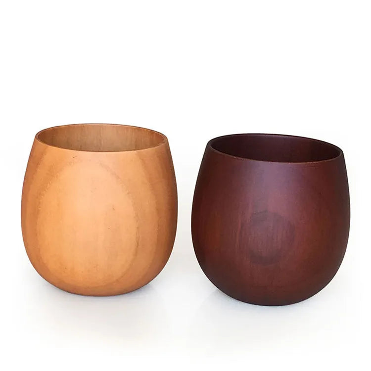 Eco Friendly Wooden Big Belly Cup Handmade Natural Wood Beer Tea Coffee Milk Water Cup