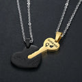 Stainless Steel Couple Jewellery Sets Love Heart Lock Key Pendant Silver Plated Necklaces