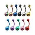 Simple Design Surgical Steel Colorful Plated Navel Ring Piercing Jewelry for Women 14g Curved Barbell Ball Belly Rings