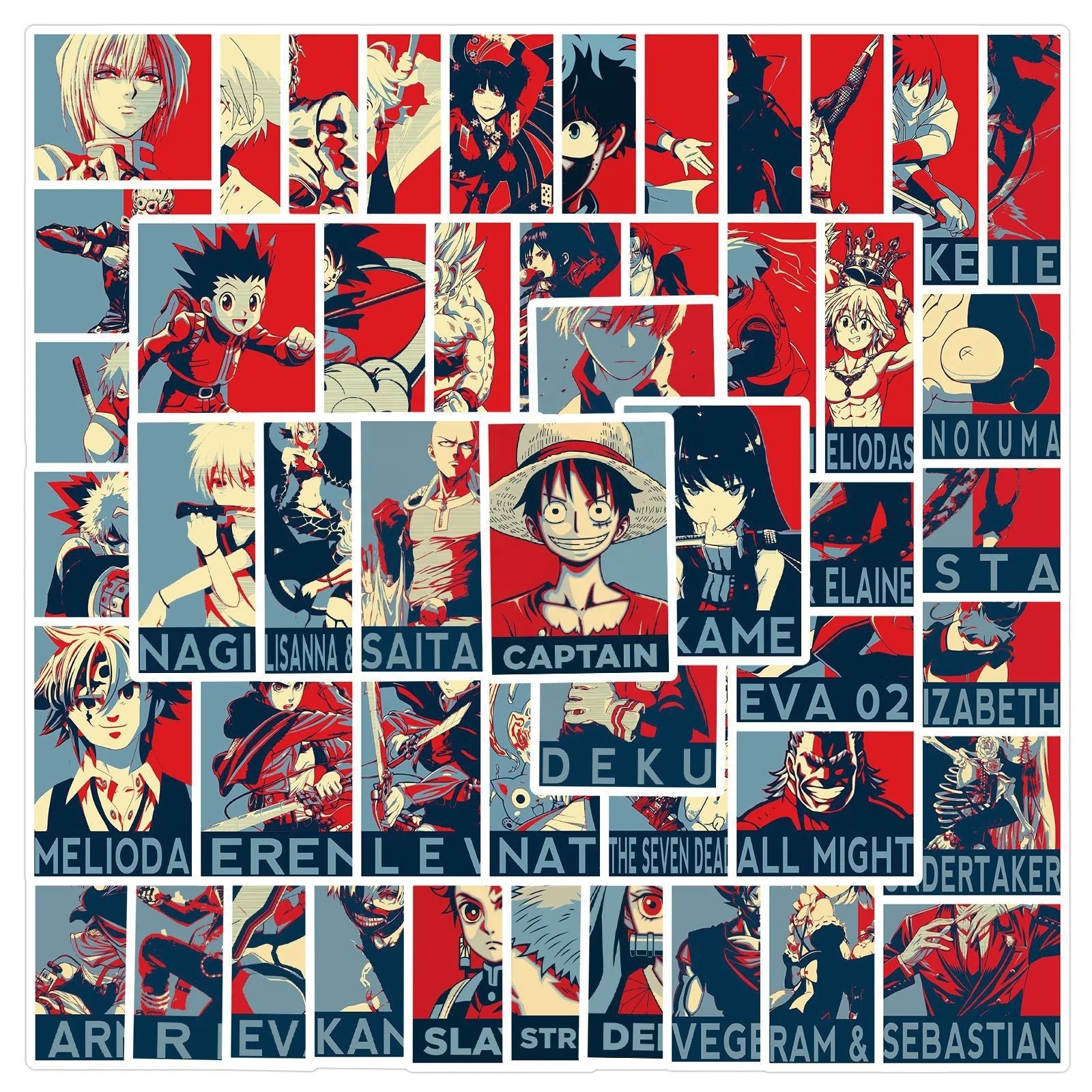 50Pcs Cool Anime Cartoon Collection Graffiti Stickers theme Bottles Car Table Luggage Laptop Vinyl Poster Stickers