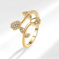 Gold Silver Plated Flower Shaped Hollow Irregular Geometric Opening Ring Sparkle Micro Pave Zircon Rose Flower Rings Anillo De