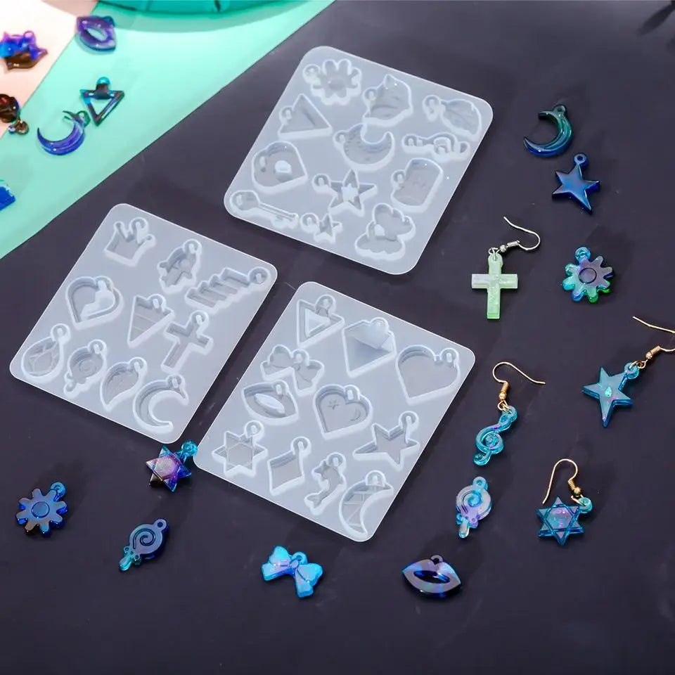 Resin diy Dripping glue Earring Pendant Eardrop Mold Leaf Pendant Food grade silicone mold leaf Love cross