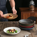 Wholesale Porcelain Tableware Dinner Plates Handmade Reactive Glaze Porcelain Pasta Plate Soup Noodle Deep Plate for Restaurant