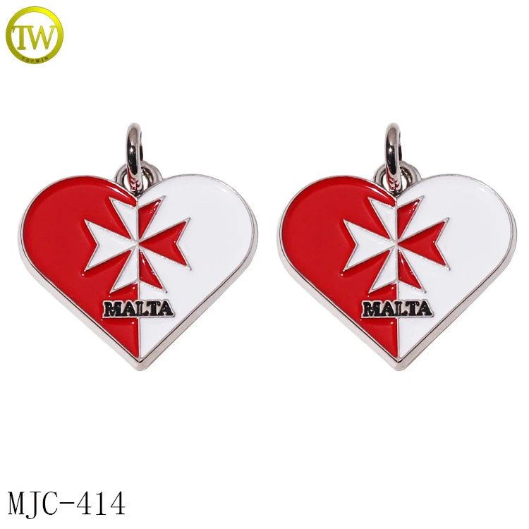 Heart Shape Jewelry Accessory Logo Pendant Jewelry Decorative Snake Chain Alloy Hang Charm Tags for Women Bangle