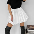 Enyami Streetwear Elegant Romantic Casual High Waist Bottom Elegant Satin Women Puffy Mini Skirts