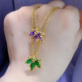 2022 Fashion Crystal Necklace Purple Stainless Steel Necklace Temperament Maple Leaf  Necklace for Women