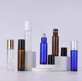 Low Price 10ml Amber/blue/clear Roll on Glass Bottle With Silver/black/gold Lid Essential Oil/perfume Bottle
