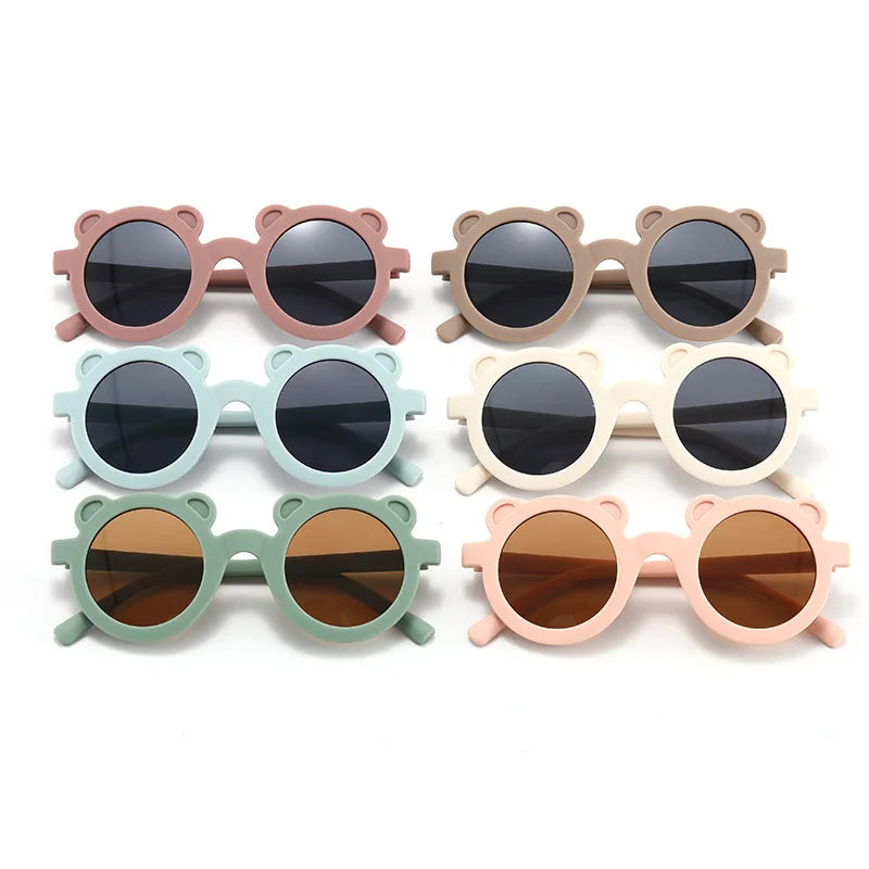 Custom Round Cute Children Bear Designer with Rubber Finished Boy Girls Kids Sunglasses
