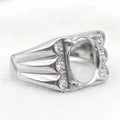 Sterling Silver 9*11mm Semi Mount Men's Ring Frame Empty Blank Claw Setting S925 Base Holder Without Center Stone for DIY Inlay