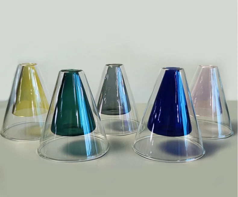 New Product Empty 50ml Double Layer Glass Bottle Custom Color Volatile Stick Hydroponic Flower Pot Drinking Water Bottle Cup