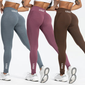 Women's Skin-Tight High Compression Gym Fitness Workout Legging Seamless Muscle Protect Elastic Waist Closure Solid Pants