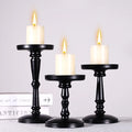 Elegant Metal Wedding Pillar Candle Holder Set of 3 for Table Centerpiece Decoration in Gold or Black Finish